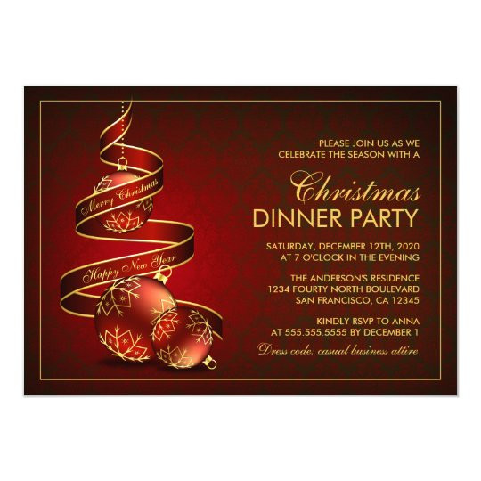 Christmas Dinner Invitation
 Elegant Christmas Dinner Party Invitation Template