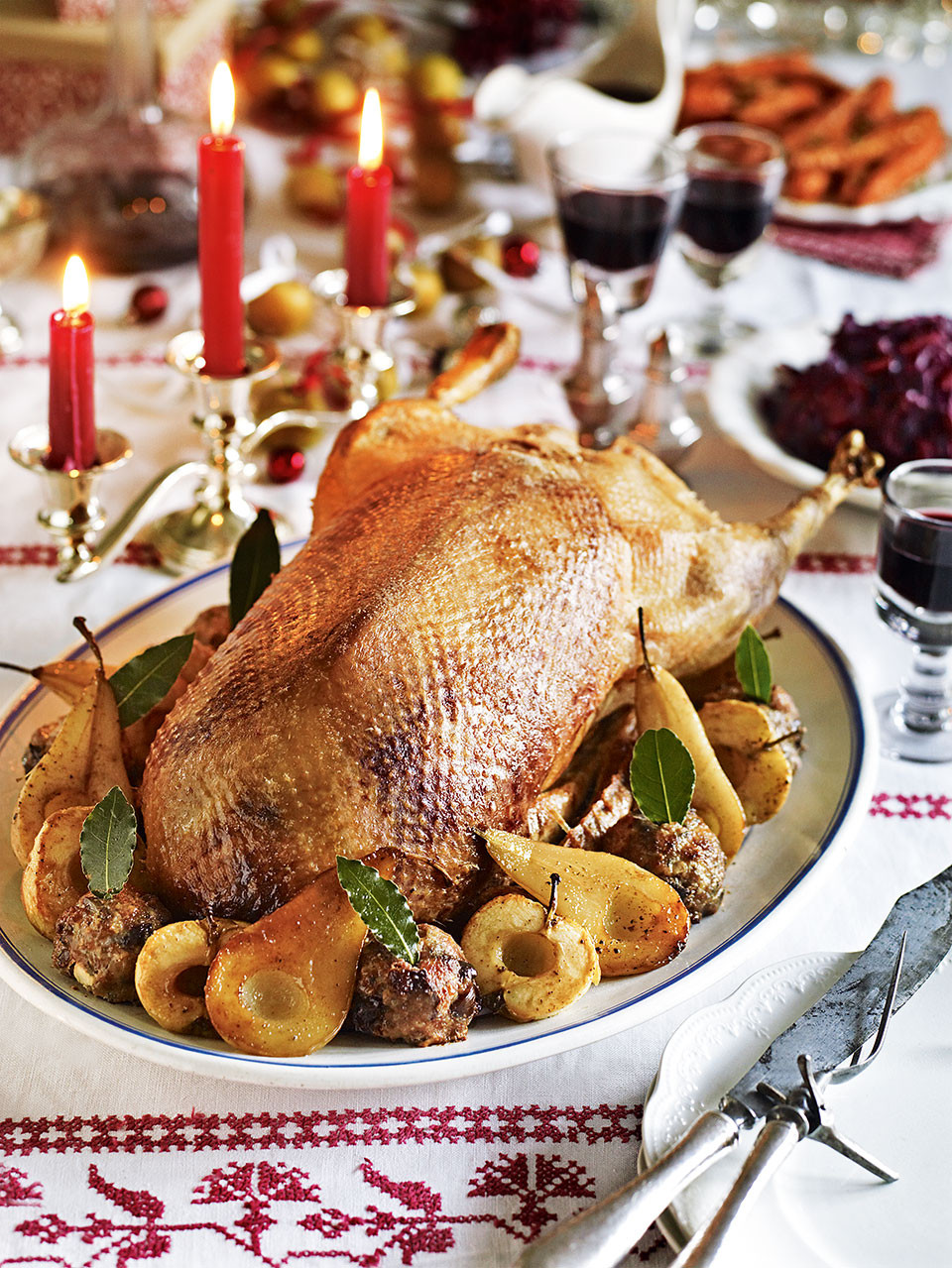 Christmas Goose Dinner
 Maple glazed roast goose delicious magazine