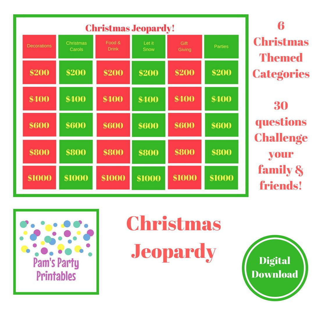 Christmas In July Party Ideas For Adults
 Christmas Jep arty Printable Game Classroom Game