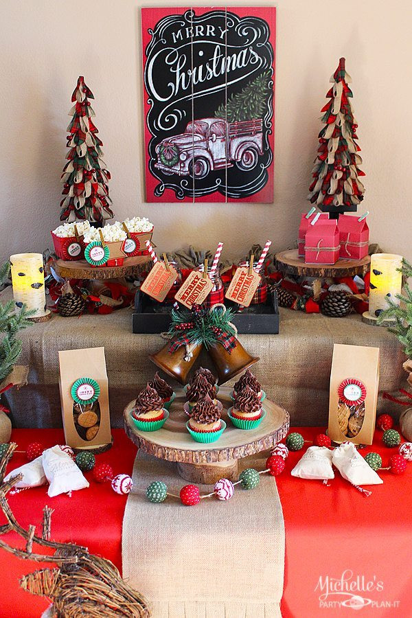 Christmas Party Decor Ideas
 Easy Rustic Christmas Party Decor and Dessert Table