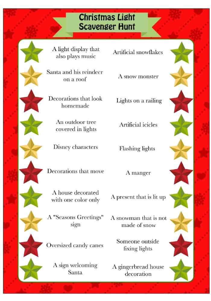 Christmas Party Scavenger Hunt Ideas
 Christmas Light Scavenger Hunt Moms & Munchkins