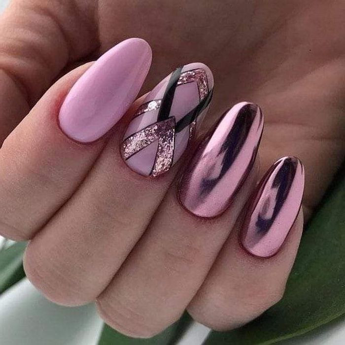 Chrome Glitter Nails
 100 nail designs suitable for every nail shape