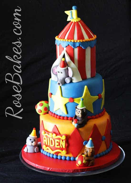 Circus Birthday Cake
 Circus Tent Cake 1st Birthday Rose Bakes