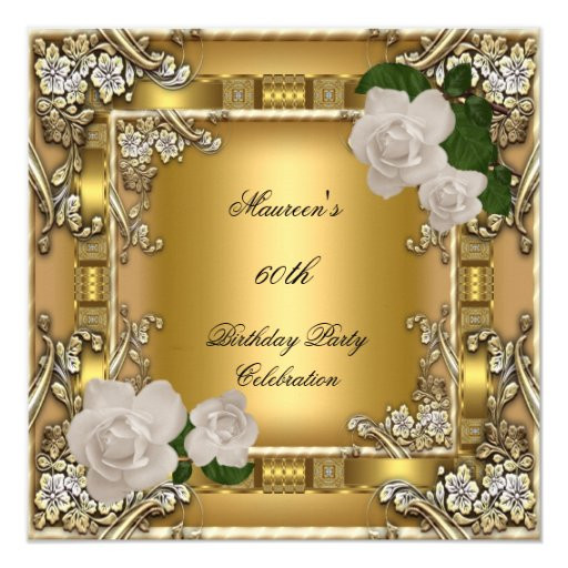 Classy 60th Birthday Party Decorations
 60th Birthday Party Gold Elegant Cream Rose 2 Card