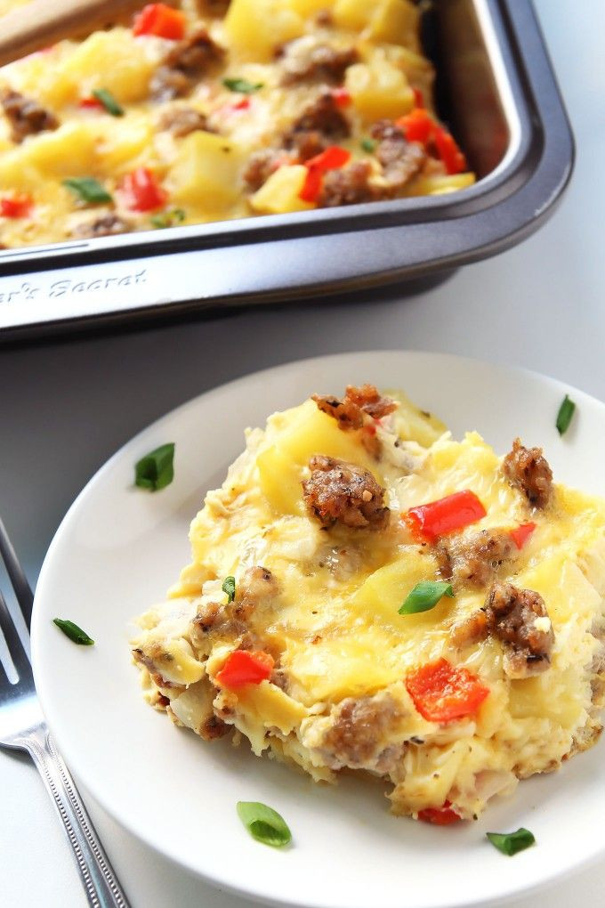 Clean Eating Breakfast Casserole
 Breakfast Casserole with Eggs Potatoes and Sausage Recipe