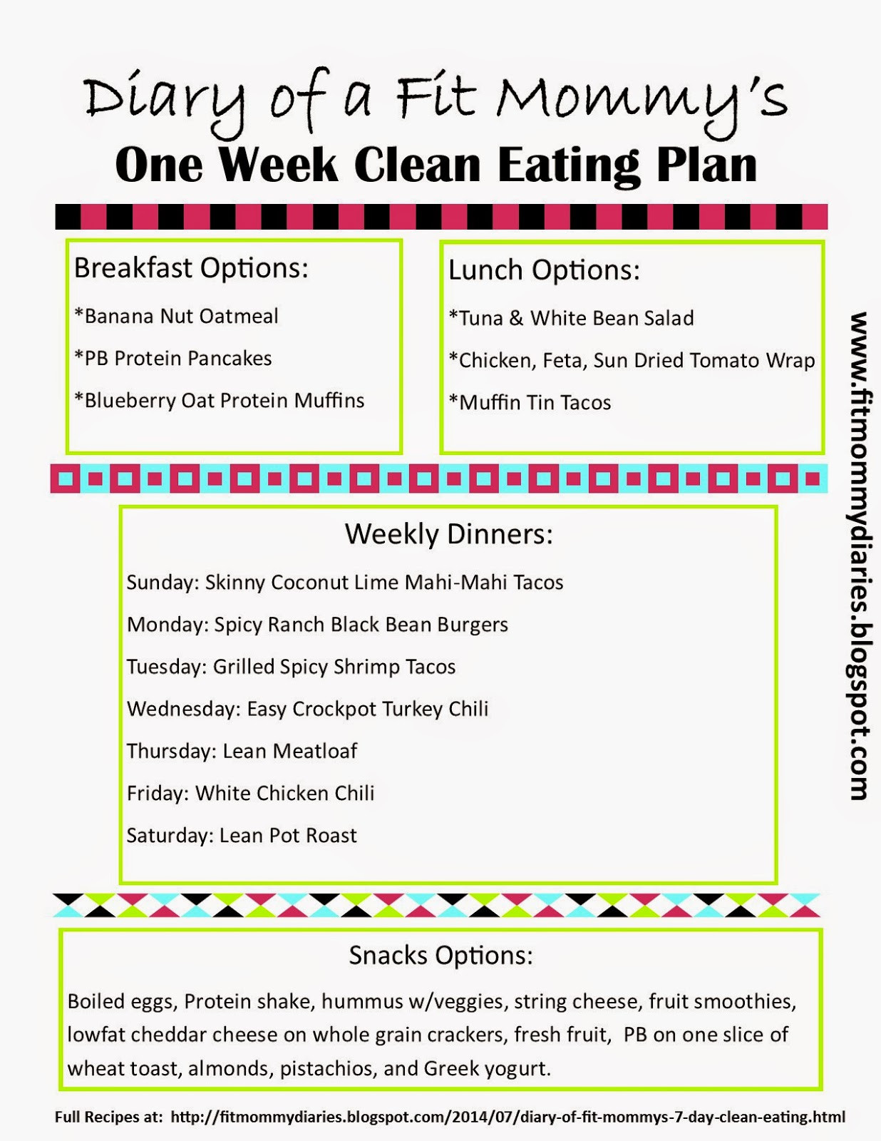 Clean Eating Plan
 Diary of a Fit Mommy Diary of a Fit Mommy s 7 Day Clean