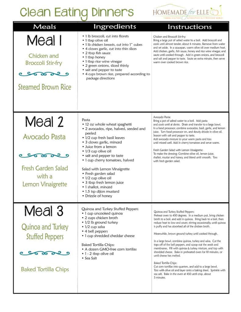 Clean Eating Plan
 Free Clean Eating Meal Plan with recipes your family will