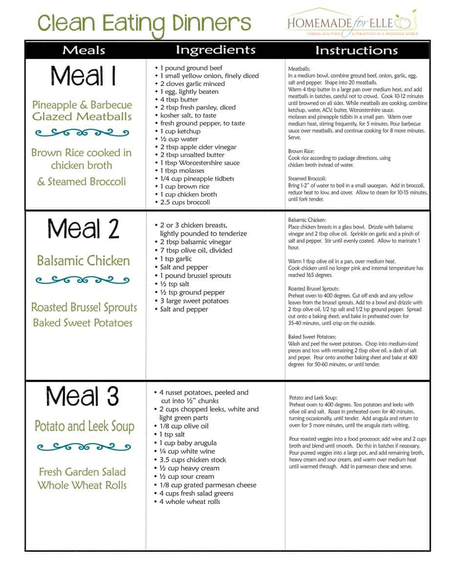 Clean Eating Plan
 Clean Eating 7 Day Meal Plan ⋆ Homemade for Elle