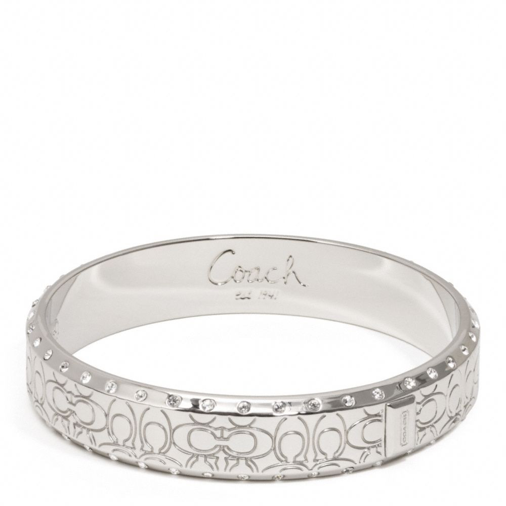 Coach Bangle Bracelet
 Lyst Coach Half Inch Pave Signature Bangle in Metallic