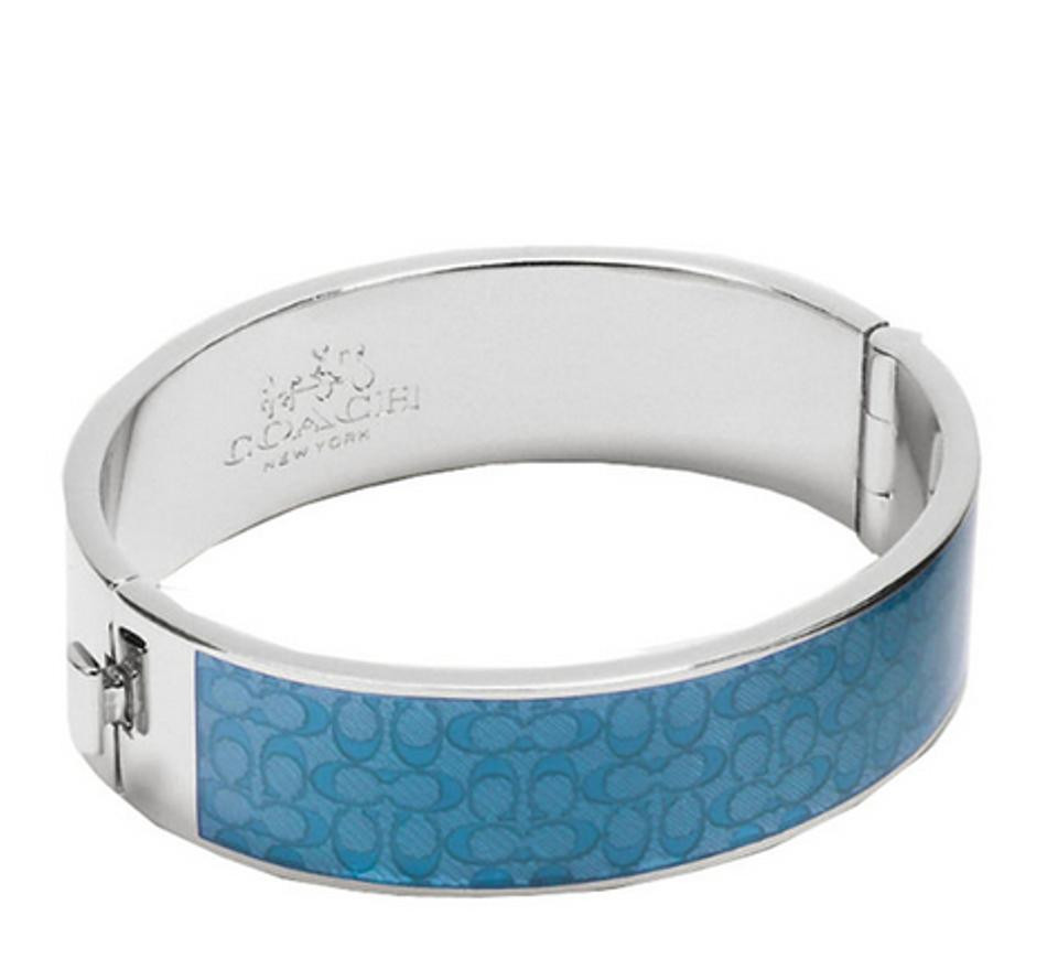 Coach Bangle Bracelet
 Coach Blue Enamel Signature C Wide Hinged Bangle Bracelet