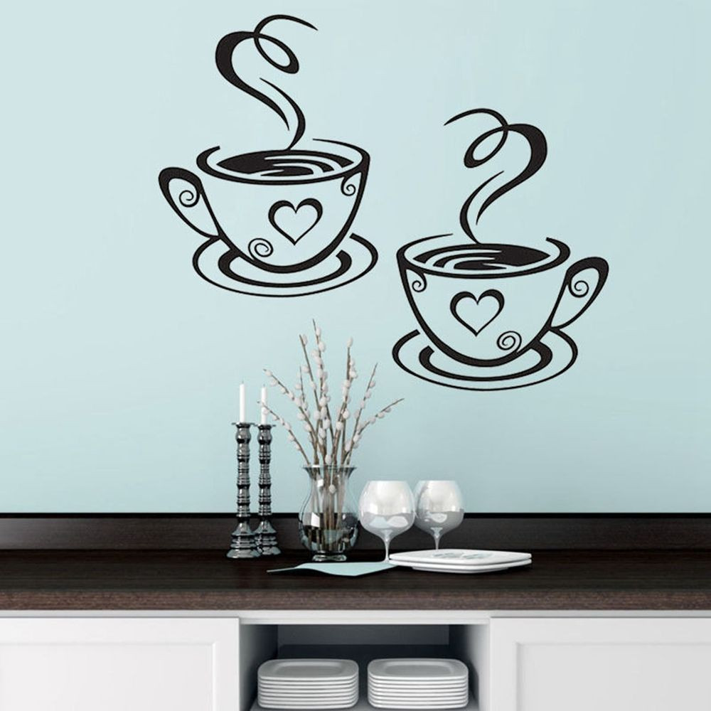 Coffee Wall Decor Kitchen
 1PC Home Decor Paper Coffee Cup Cafe Tea Wall Stickers Art