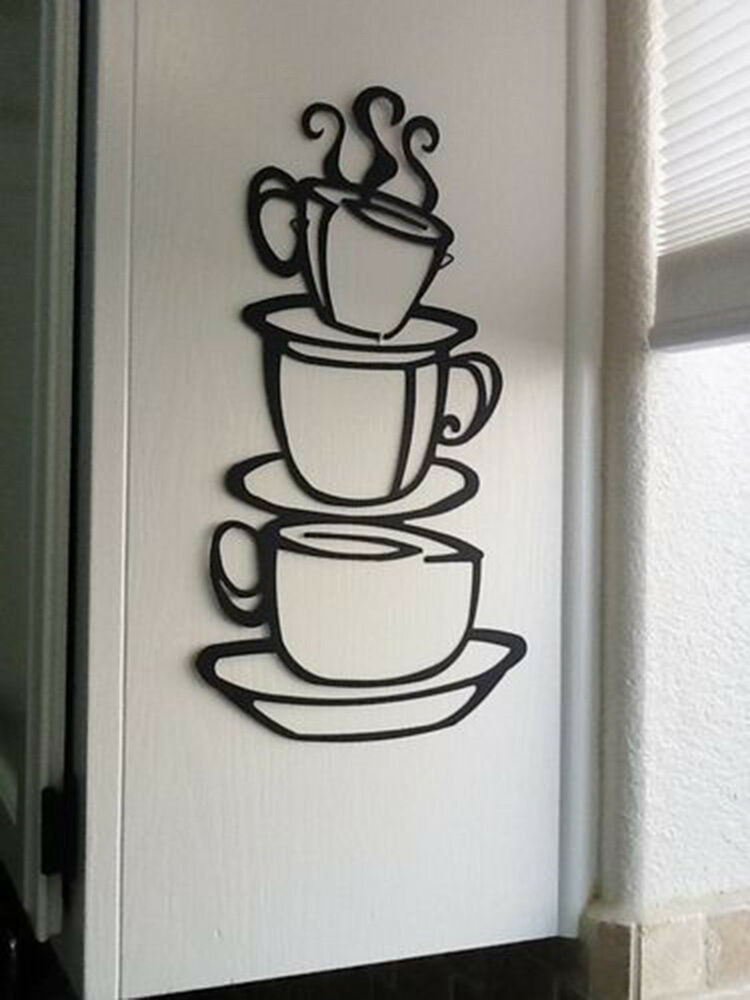 Coffee Wall Decor Kitchen
 Coffee House Cup Java Silhouette Wall Art Metal Mug