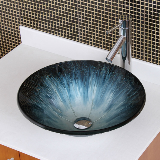 Color Bathroom Sink
 Elite Tempered Glass Multi colored Bathroom Vessel Sink