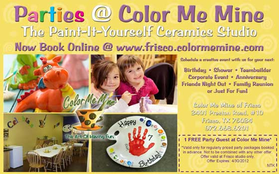 Color Me Mine Birthday Party
 DFW Birthday Party locations in DFW for kids 