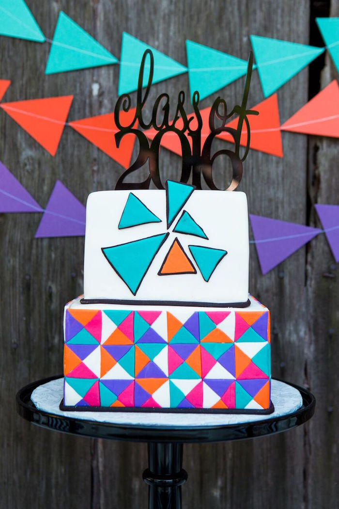 Colorful Graduation Party Ideas
 Kara s Party Ideas Colorful Geometric Graduation Party