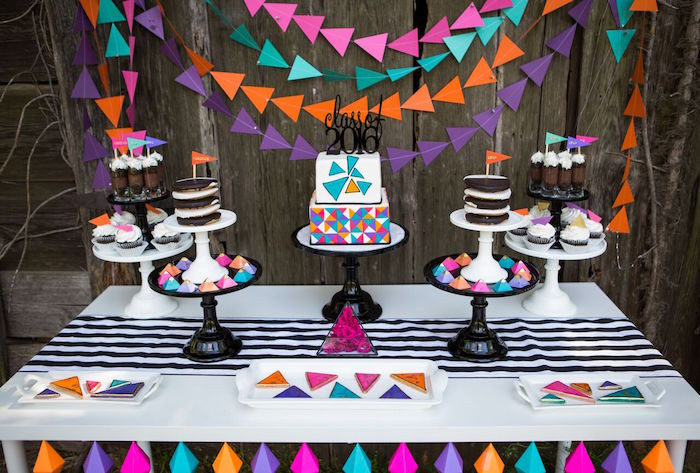 Colorful Graduation Party Ideas
 Kara s Party Ideas Colorful Geometric Graduation Party