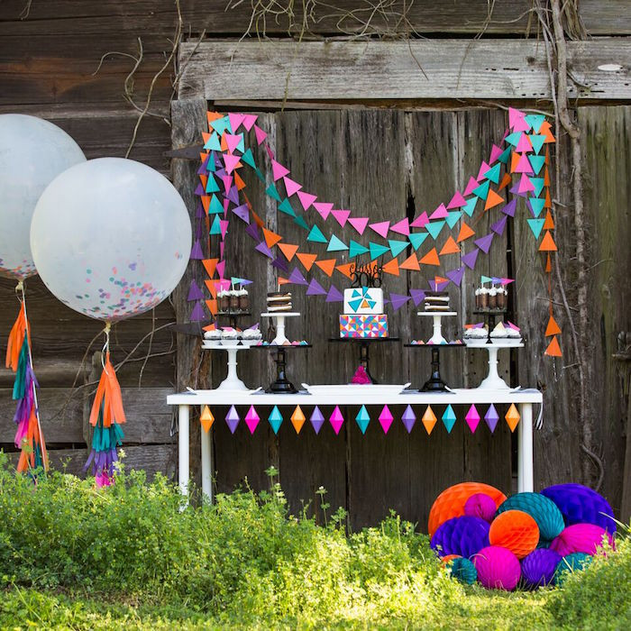 Colorful Graduation Party Ideas
 Kara s Party Ideas Colorful Geometric Graduation Party