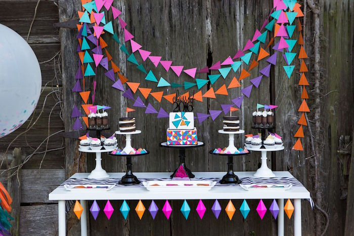 Colorful Graduation Party Ideas
 Kara s Party Ideas Colorful Geometric Graduation Party