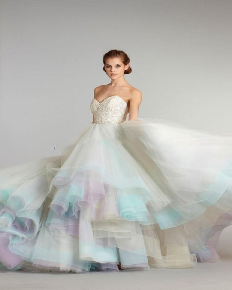 Colorful Wedding Dress
 New Arrival A Line Colorful Wedding Dresses 2016