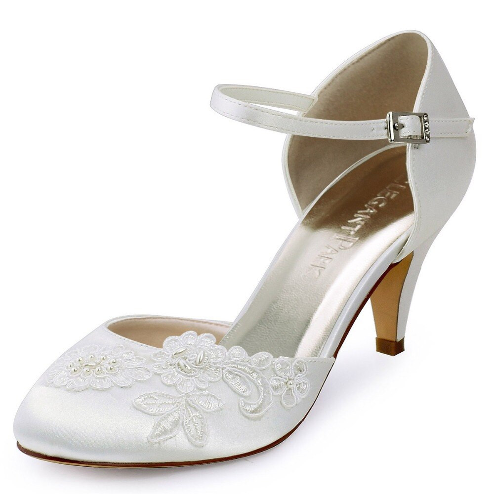Comfortable Wedding Shoes For Bride
 HC1604 Shoes Woman Ivory Bride Pumps Closed Toe