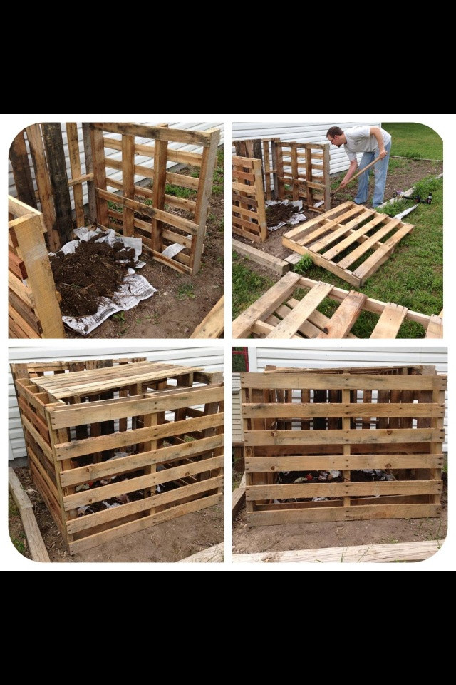 Compost Box DIY
 DIY post pile box from palettes