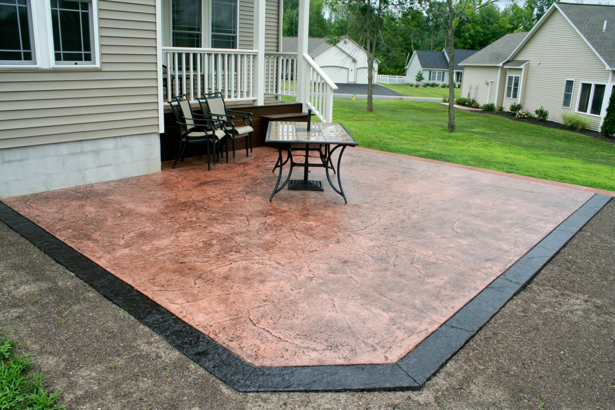 Concreting Backyard Cost
 Stone Texture Awesome Stamped Concrete Patio Design With