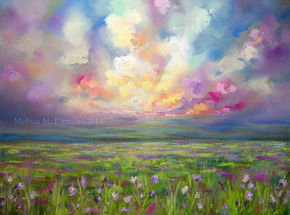 Contemporary Landscape Painting
 Colourful Prairie and Big Sky Abstract Landscape Painting