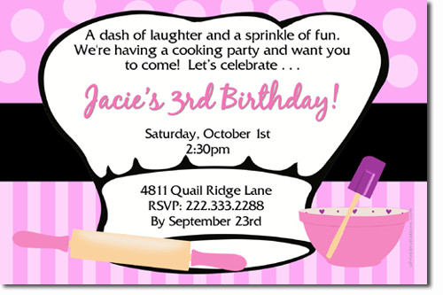 Cooking Birthday Party
 Cooking Party Birthday Invitations Candy Wrappers Thank