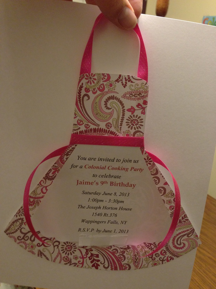 Cooking Birthday Party
 Cooking party apron invitation