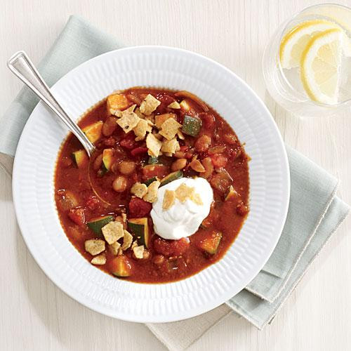 Cooking Light Vegetarian Chili
 White Bean Chili with Corn Chip Crunch Ve arian Chili