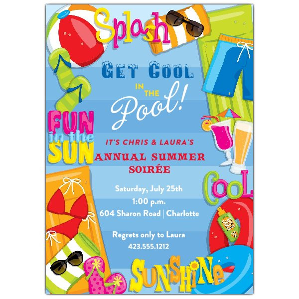 Cool Birthday Invitations
 Cool Summer Pool Party Invitations