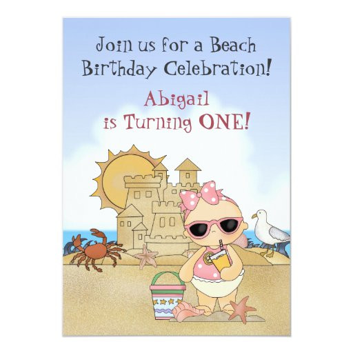 Cool Birthday Invitations
 Cool Beach Baby 1st Birthday Invitation for Girls