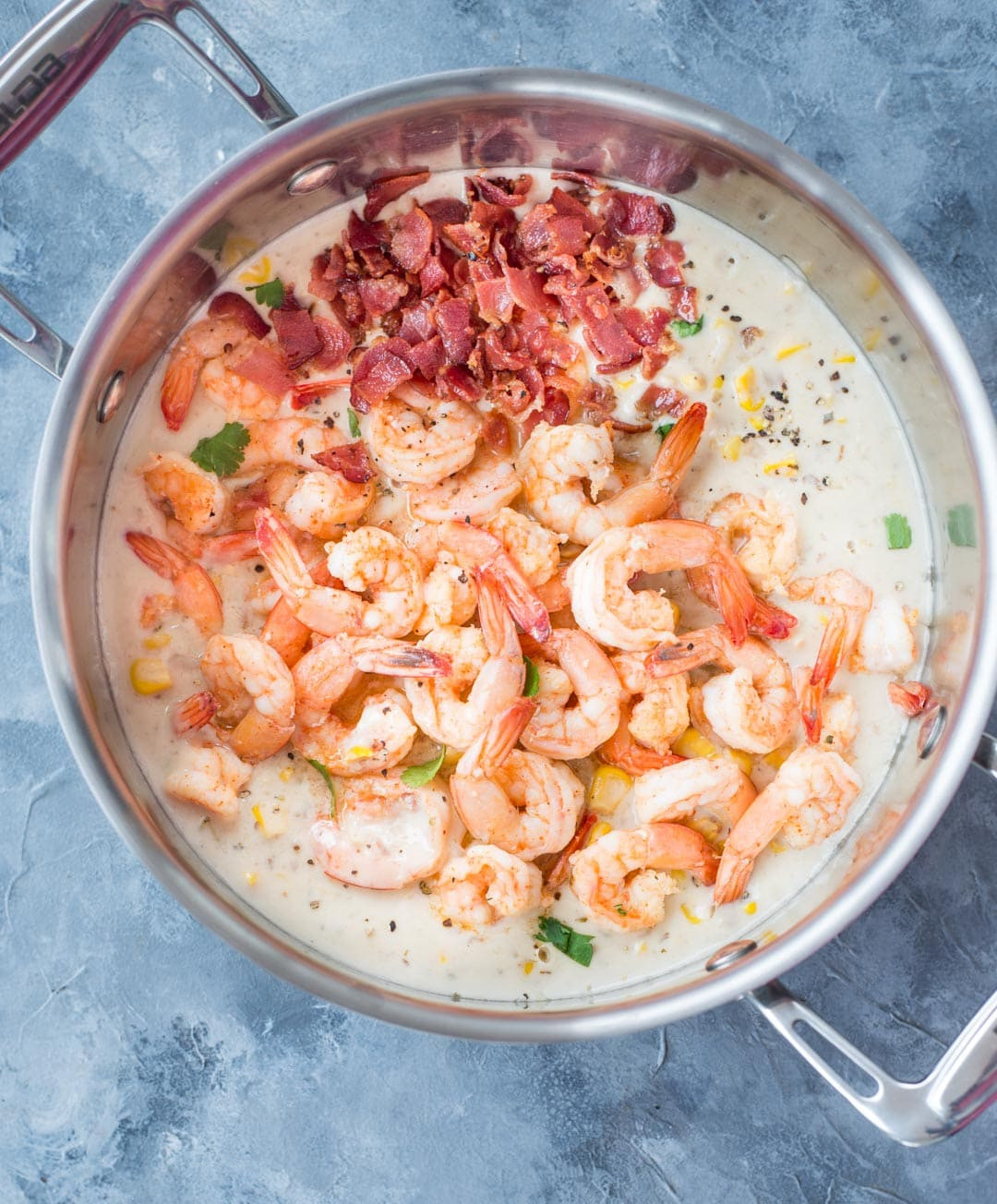 Corn Shrimp Chowder
 SHRIMP CORN CHOWDER WITH BACON The flavours of kitchen