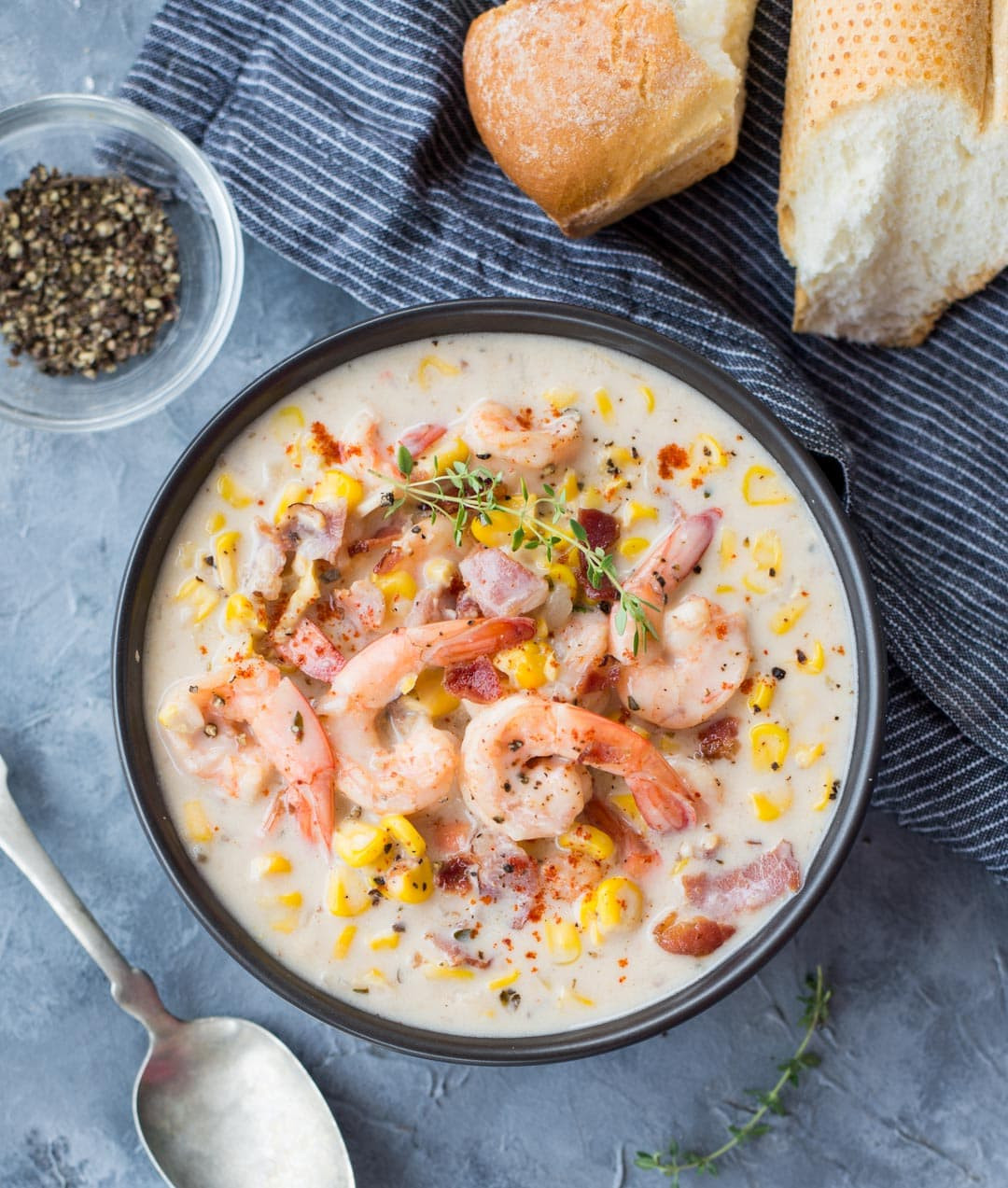 Corn Shrimp Chowder
 SHRIMP CORN CHOWDER WITH BACON The flavours of kitchen