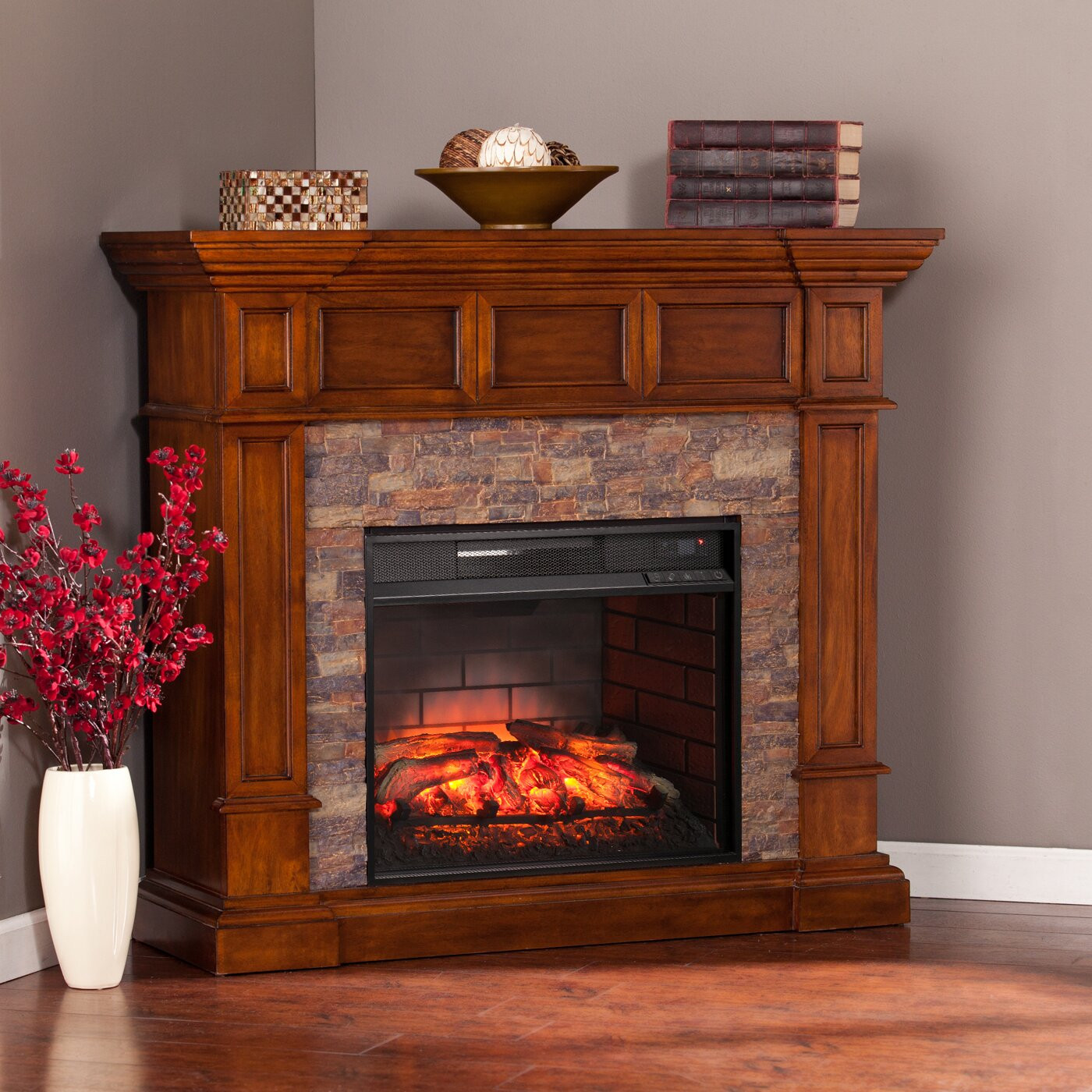 Corner Electric Fireplace Lowes
 Wildon Home Frazier Corner Convertible Infrared Electric