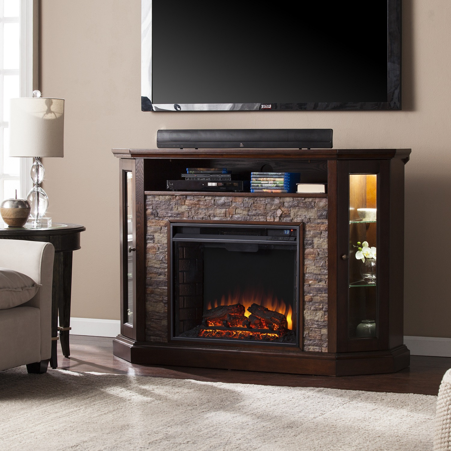 Corner Electric Fireplace Lowes
 52 25" Redden Corner Convertible Electric Media Fireplace