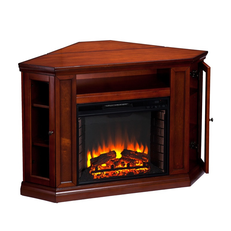 Corner Electric Fireplace Media Centers
 Claremont Corner Convertible Media Center with Glass