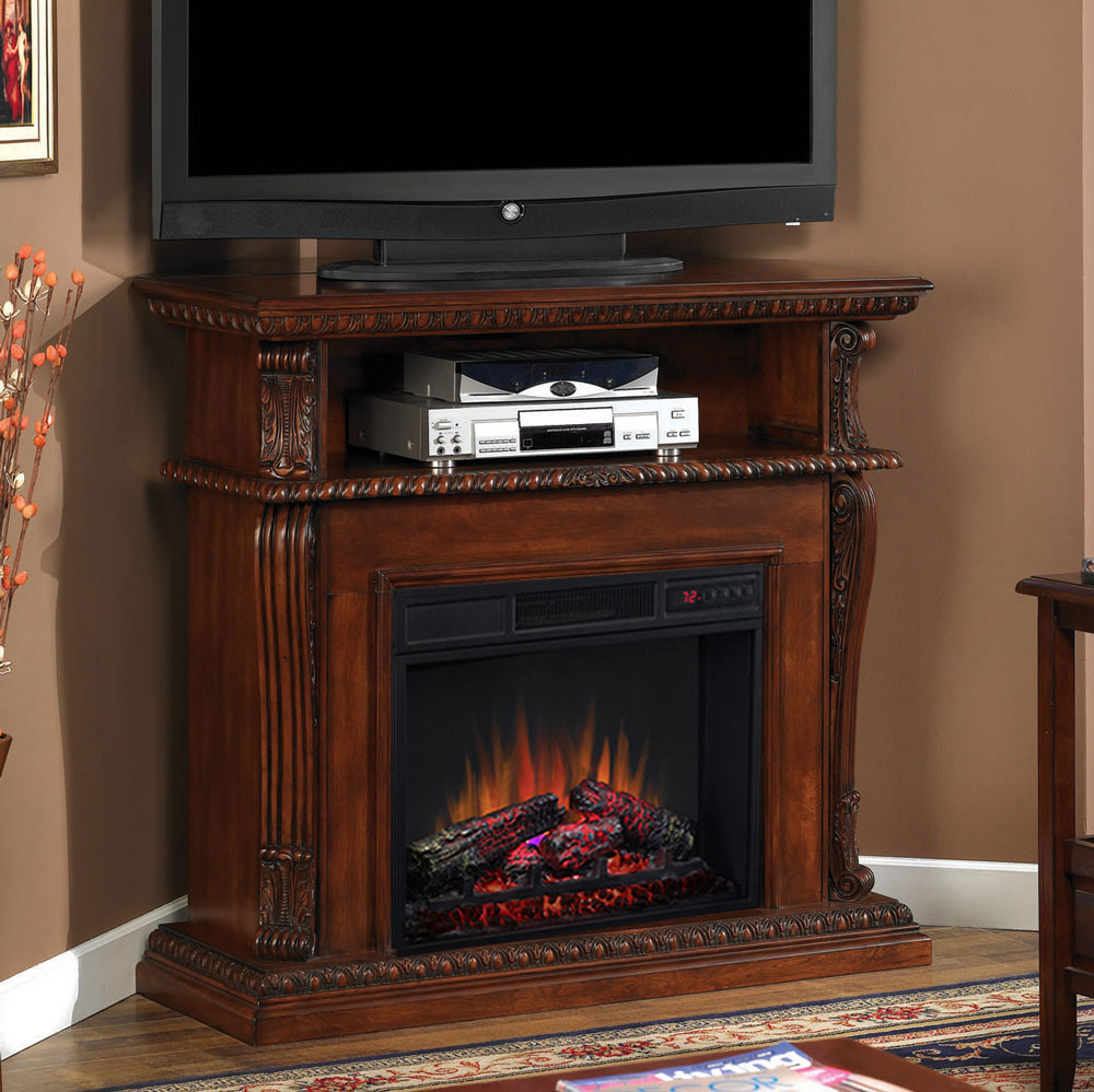Corner Electric Fireplace Media Centers
 Corinth 23" Vintage Cherry Electric Fireplace Cabinet