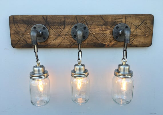 Country Bathroom Lighting
 Vanity Light Fixture 3 Country Style Mason Jar Light by