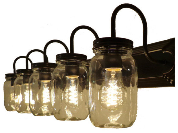 Country Bathroom Lighting
 Clear Quart Mason Jar Vanity 5 Light Country Bathroom