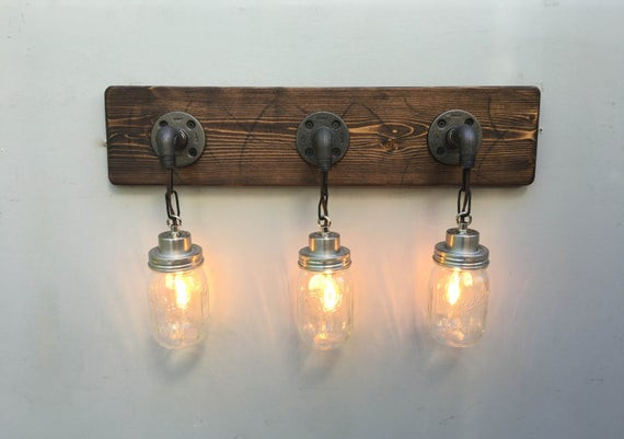 Country Bathroom Lighting
 Vanity Light Fixture 3 Country Style Mason Jar Light Wall