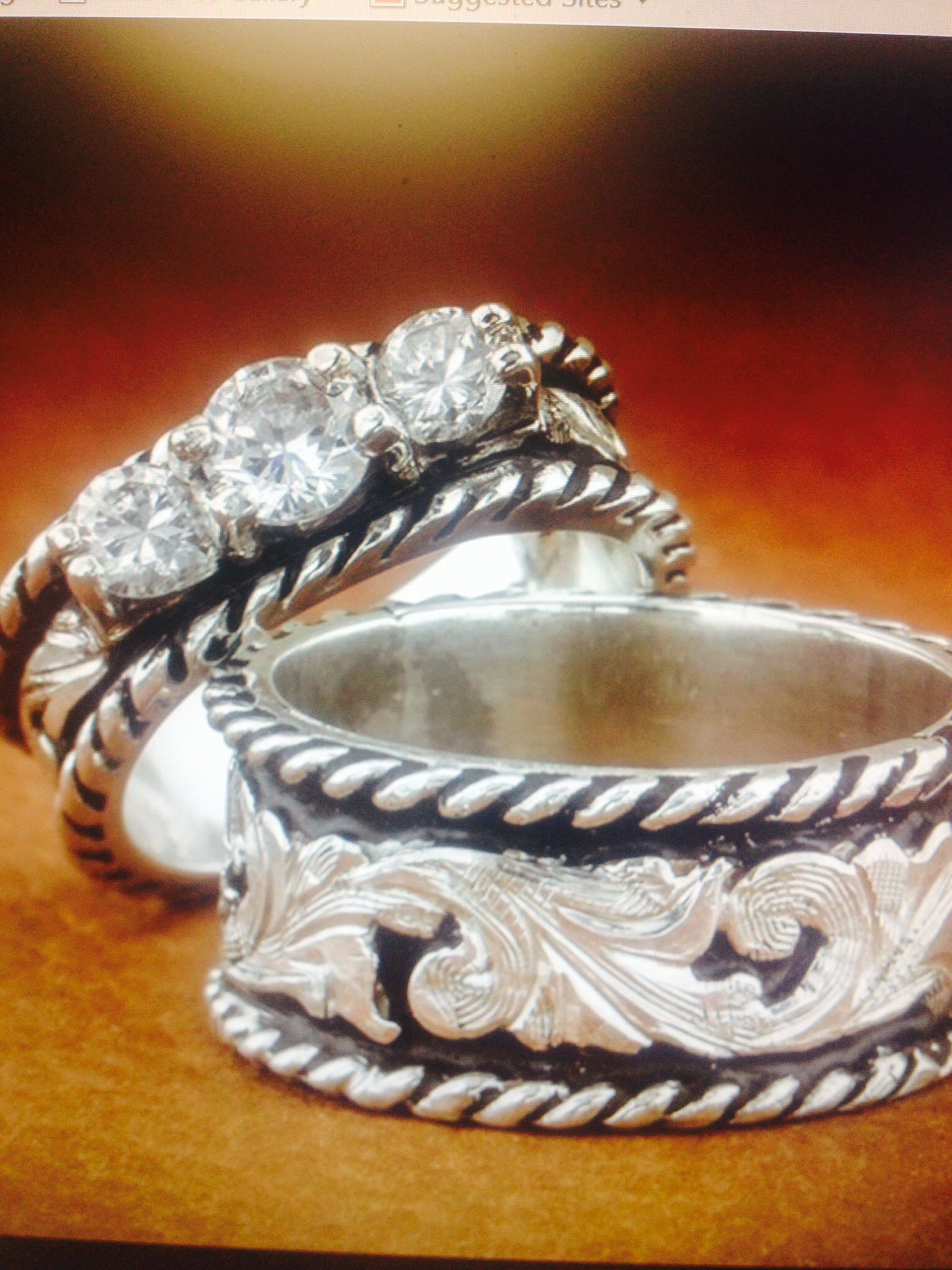 Country Wedding Ring Sets
 Western wedding set Fanning Jewelry