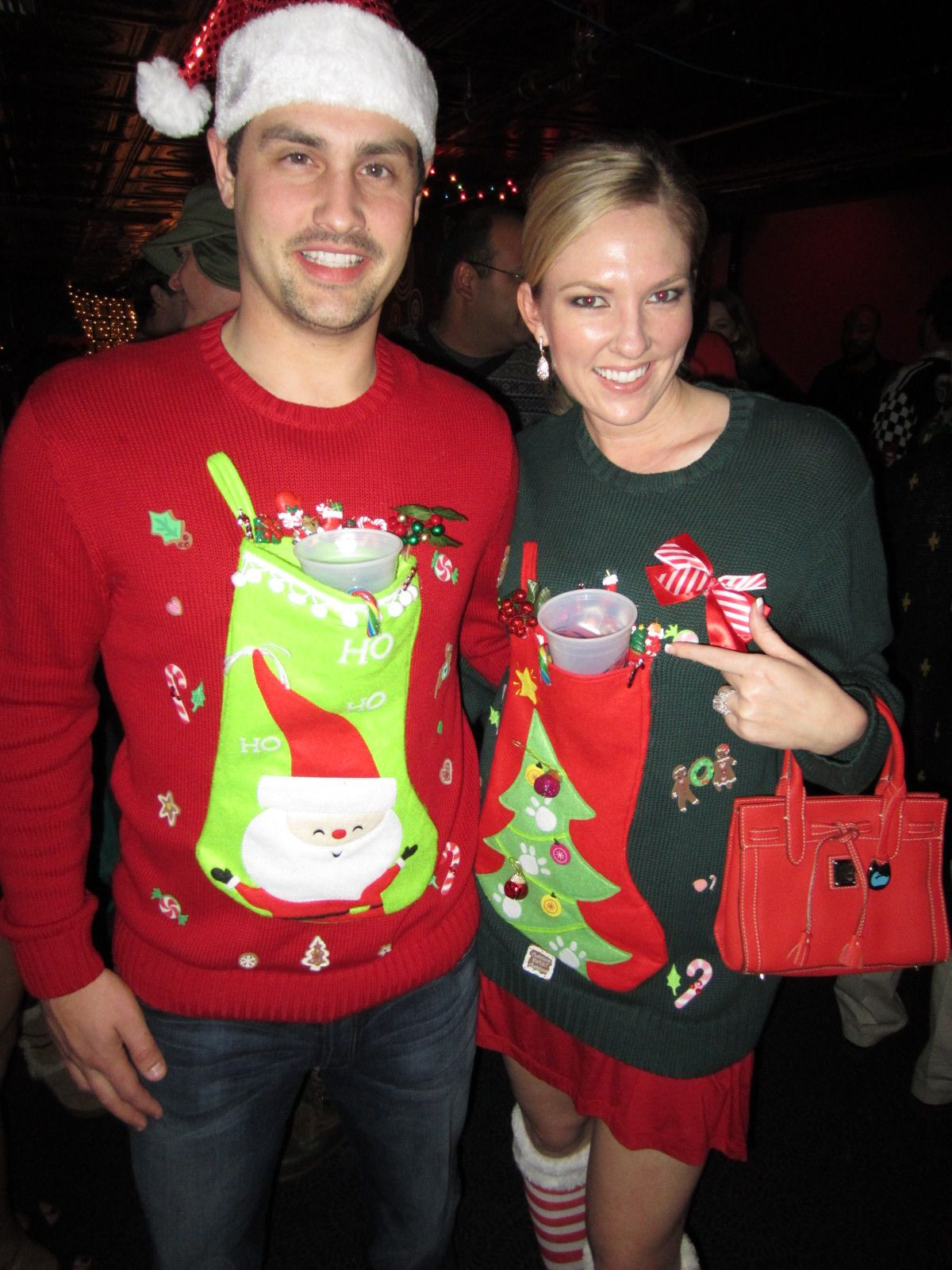 Couples Christmas Party Ideas
 Ugly Christmas sweaters that hold beers