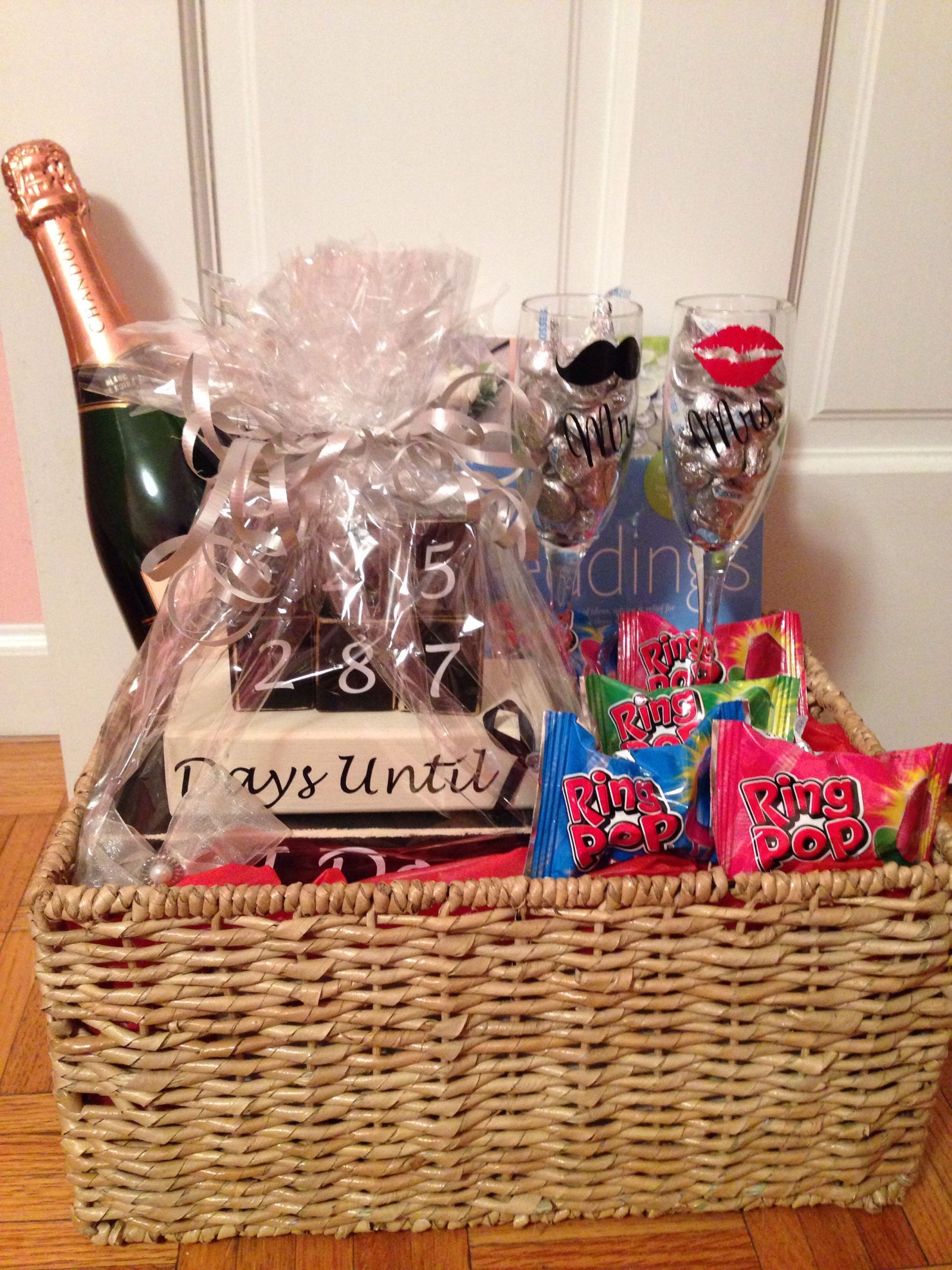 Couples Gift Basket Ideas
 engagement t basket champagne glasses countdown to