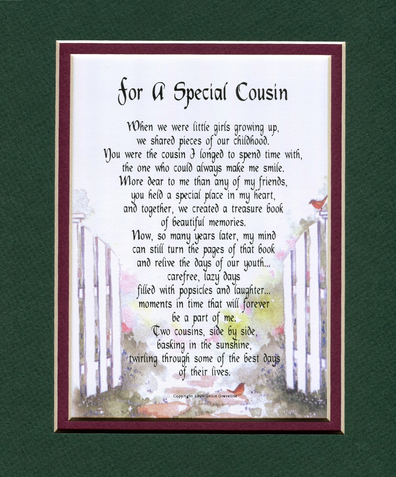 Cousin Birthday Quotes
 Genie s Poems For A Special Cousin