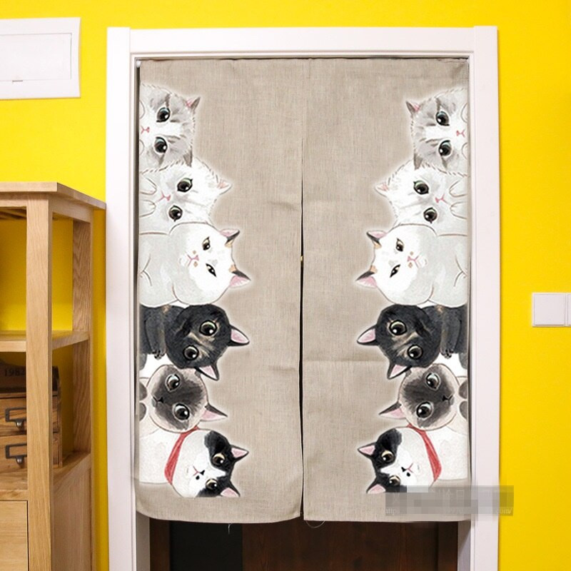 Cow Kitchen Curtains
 Linen Cotton Japanese Style Cow Persian Cats Door Curtain