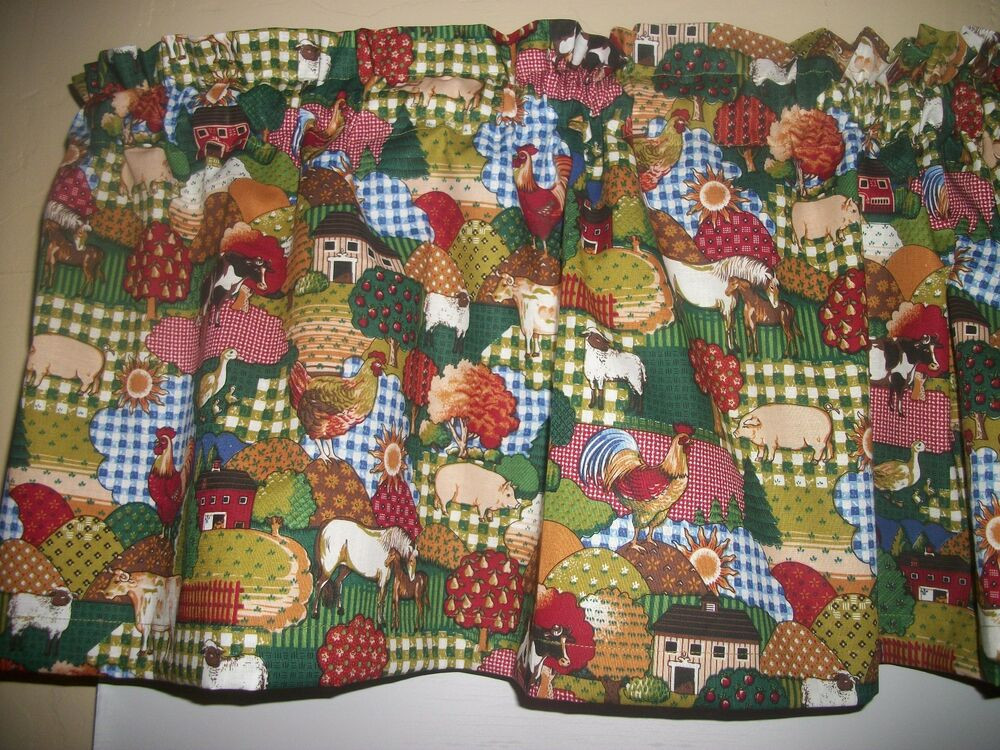 Cow Kitchen Curtains
 Country Farm Kitchen Cows Horses Pig Rooster Chicken