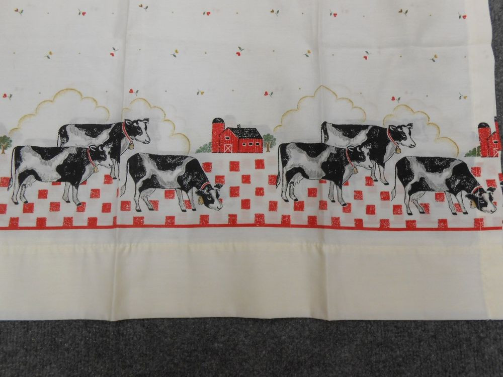 Cow Kitchen Curtains
 NEW VINTAGE RED CHECKERED COW & BARN CAFE TIER CURTAIN