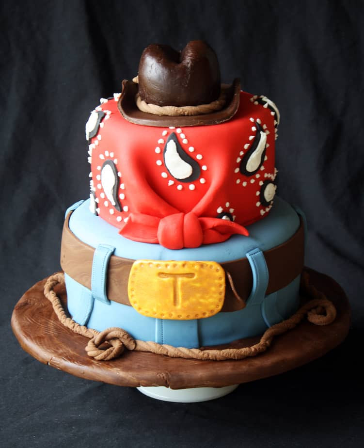 Cowboy Birthday Cake
 Cowboy Cake with Jeans Bandana & Hat