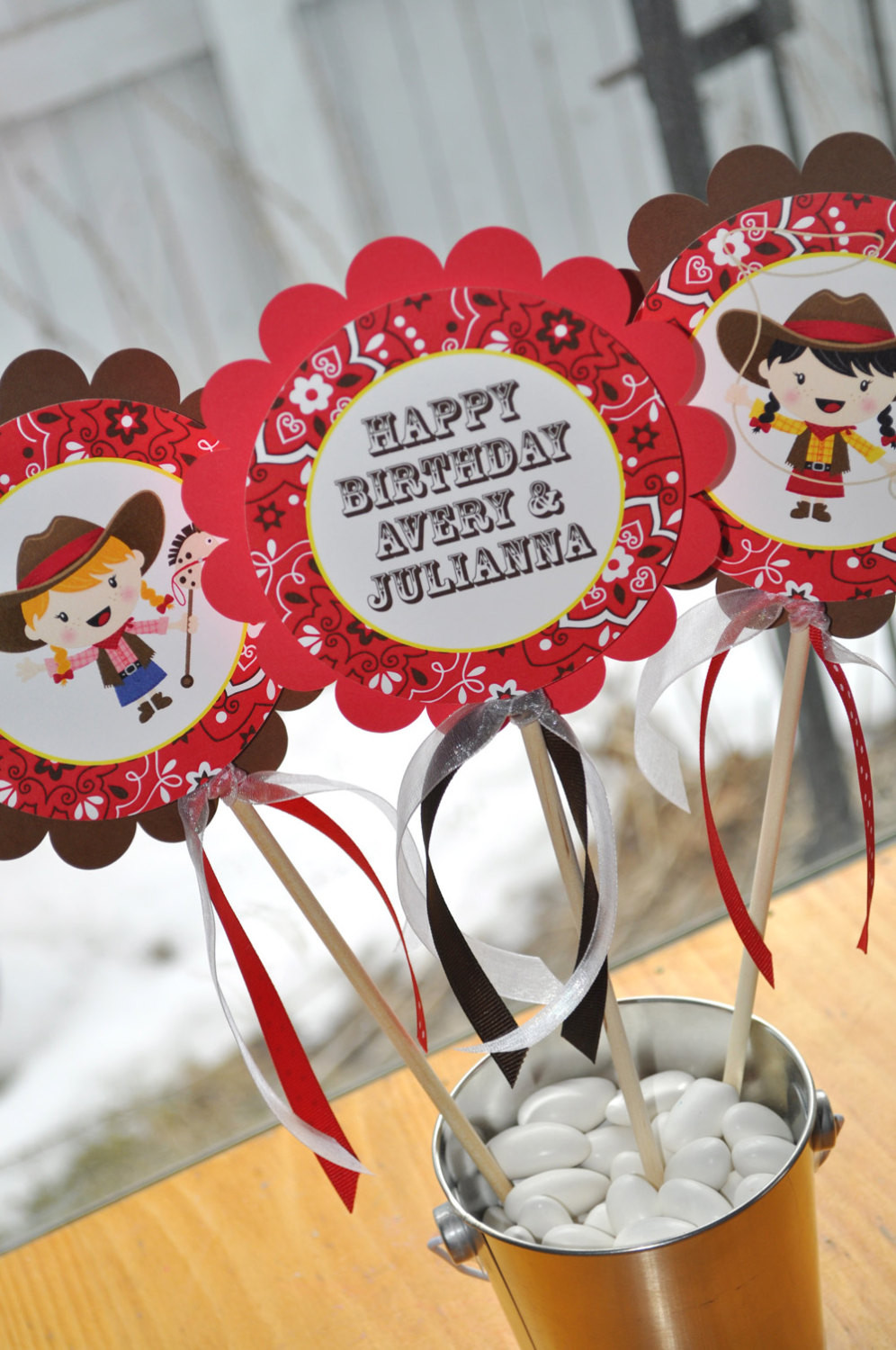 Cowgirl Birthday Party Ideas And Supplies
 Cowgirl Birthday Centerpiece Sticks – Cowgirl Birthday
